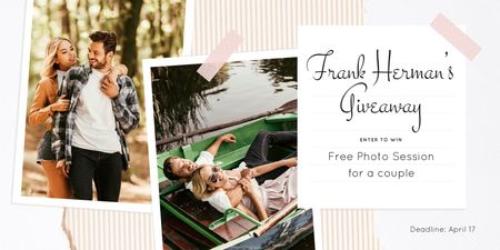 Photo Session Offer with Romantic Couple on a Walk Twitter Design Template