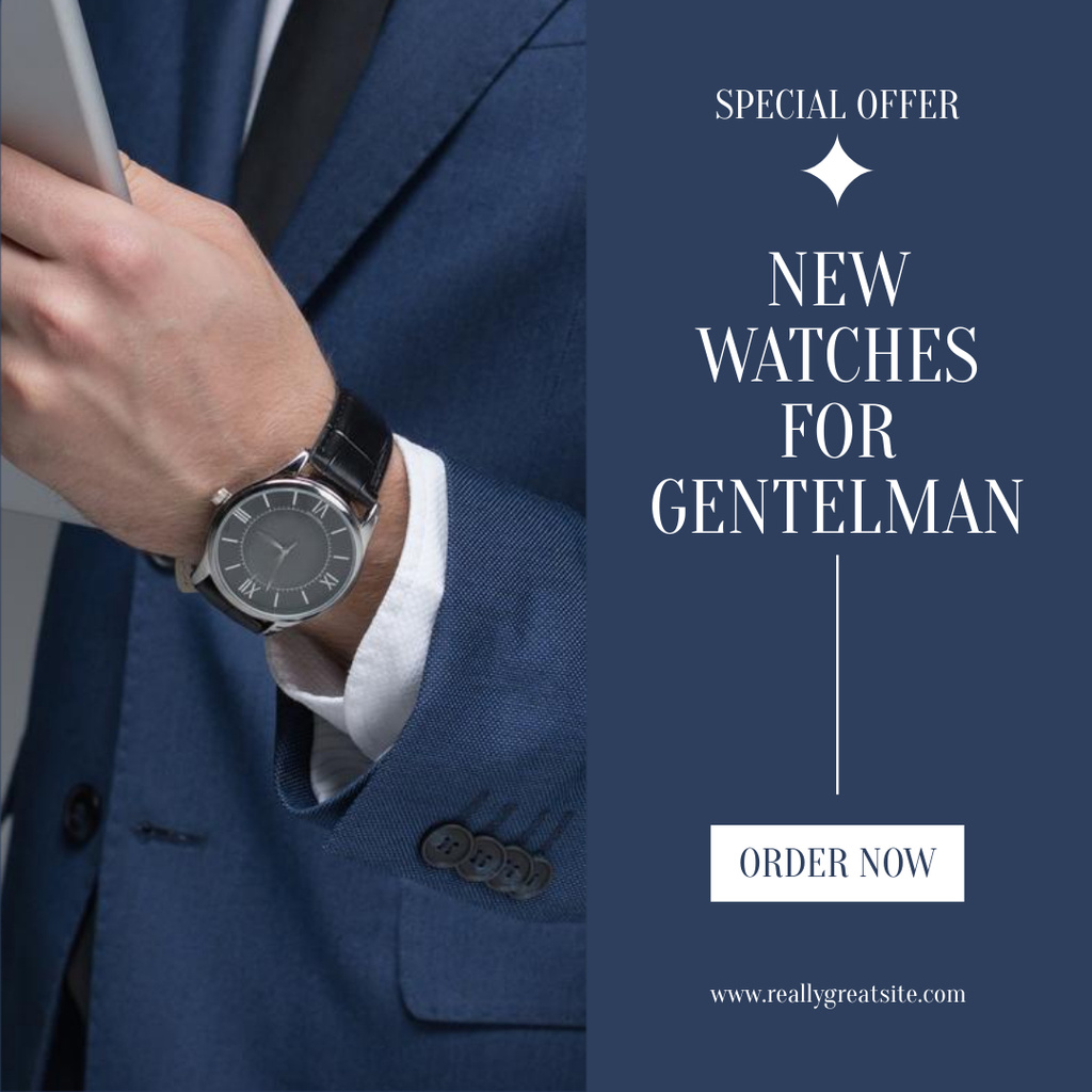 Special Sale of Wrist Watch with Stylish Man Instagram Πρότυπο σχεδίασης