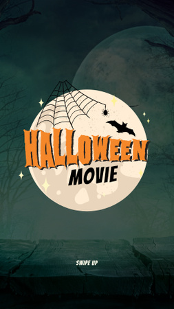 Designvorlage einladung zum halloween-film mit düsterem gruselschloss für Instagram Story