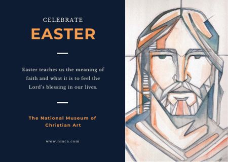 Easter Day Invitation with Christ Portrait Postcard tervezősablon