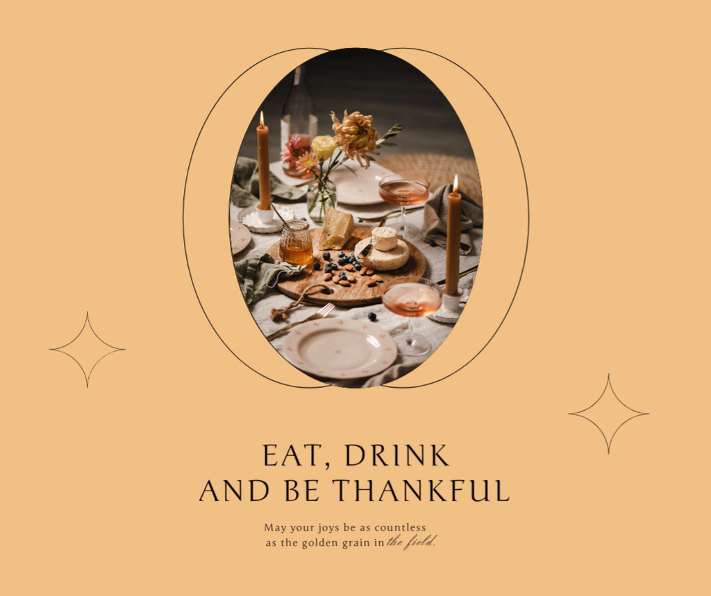 Thanksgiving Holiday Greeting with Festive Dinner Facebook Πρότυπο σχεδίασης