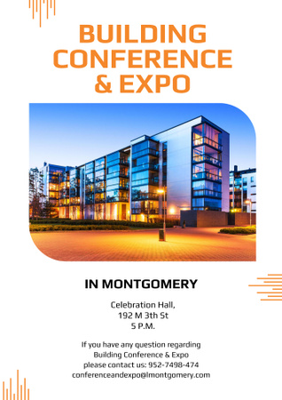 Comprehensive Building Conference Announcement with Modern Houses Poster B2 Modelo de Design
