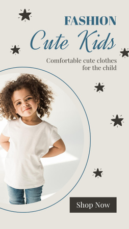 Fashionable Wear Sale for Kids on Grey Instagram Story – шаблон для дизайна