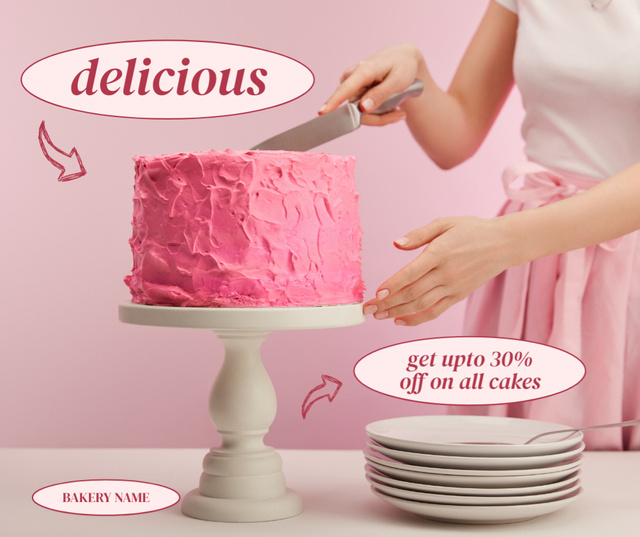 Special Price on Pink Festive Cakes Facebook Design Template