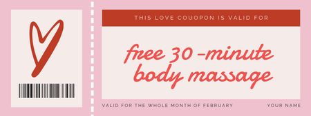 Gift Voucher for a Free Body Massage for Valentine's Day Coupon Design Template