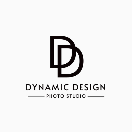 写真スタジオのミニマリストエンブレム Logo 1080x1080pxデザインテンプレート