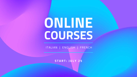 Anúncio de cursos de idiomas online FB event cover Modelo de Design