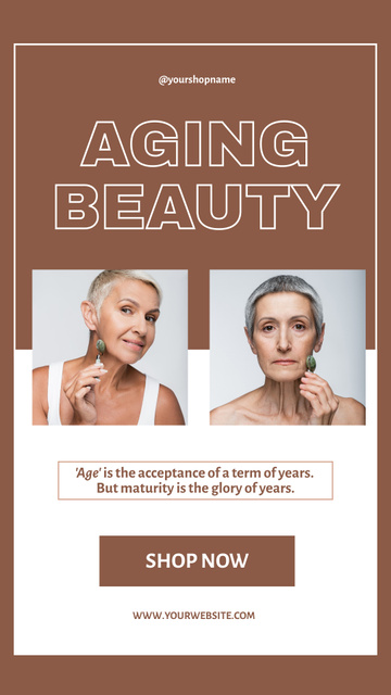 Beauty Products For Elderly Offer In Brown Instagram Story Modelo de Design