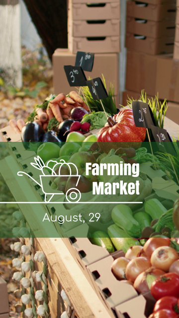 Farming Market Promotion With Veggies And Fruits TikTok Video Design Template