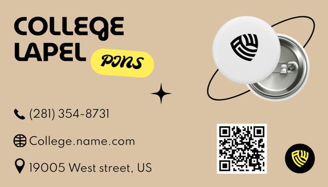 College Badge Advertising Business Card US Design Template