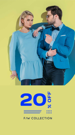 Stylish Couple in Blue Outfit Instagram Story Design Template