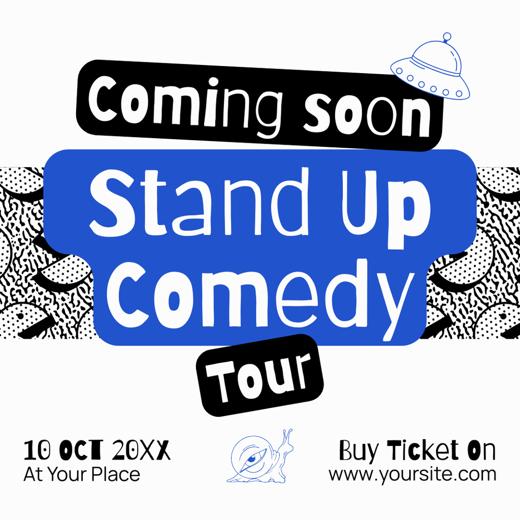 Template di design Announcement of Comedy Show on Blue Instagram