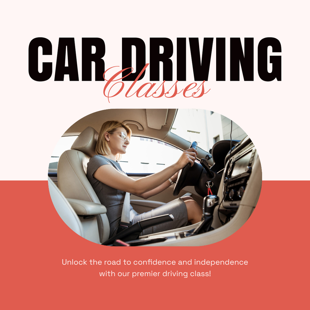 Ontwerpsjabloon van Instagram van Beginner Level Car Driver's Classes Promotion
