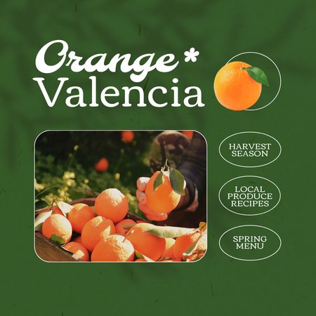 Spring Menu Ad with Tangerines Animated Post Design Template