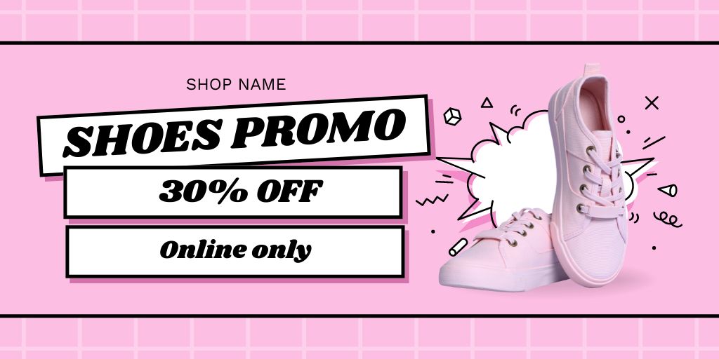 Pink Footwear With Discount Offer In Shop Twitter Šablona návrhu