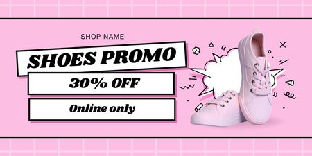 Pink Footwear With Discount Offer In Shop Twitter Design Template
