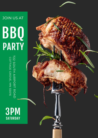 BBQ Party Invitation with Delicious Meat Poster A3 Šablona návrhu