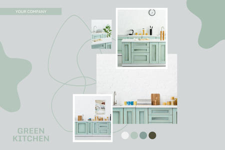 Pastel Green Kitchen Design Mood Board Tasarım Şablonu