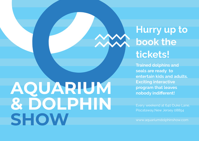 Aquarium & Dolphin show Announcement Card Design Template
