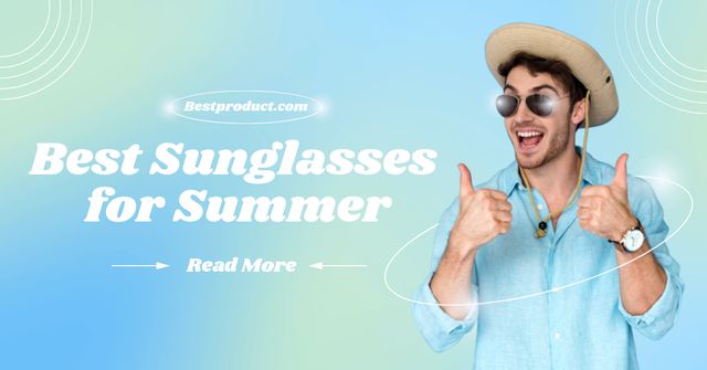 Ontwerpsjabloon van Facebook AD van Sunglasses Special Sale Offer with Smiling Man