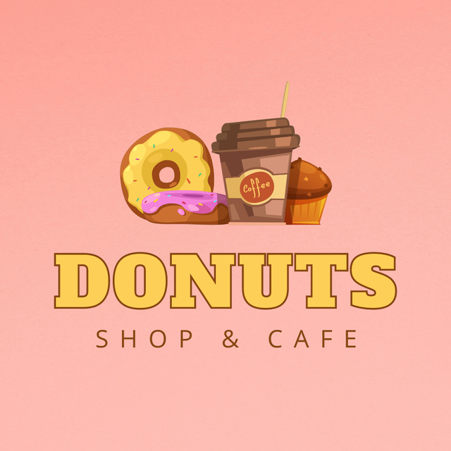 Top-notch Doughnuts Shop And Cafe Promotion Animated Logo Šablona návrhu