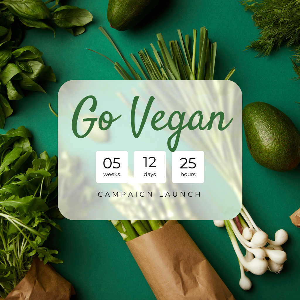 Vegan Lifestyle Campaign Launch Announcement Instagram Modelo de Design