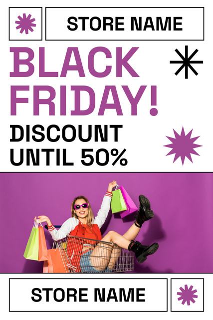 Plantilla de diseño de Black Friday Big Discounts of Fashion Items for Women Pinterest 