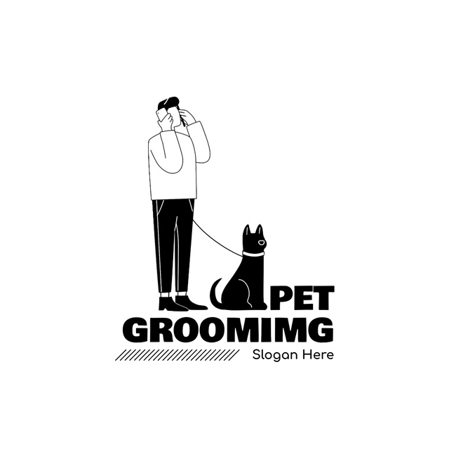 Pet Grooming Services Branding Animated Logoデザインテンプレート