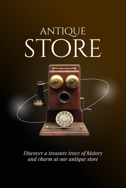 Historical Wooden Telephone And Antique Shop Promotion Pinterest Πρότυπο σχεδίασης