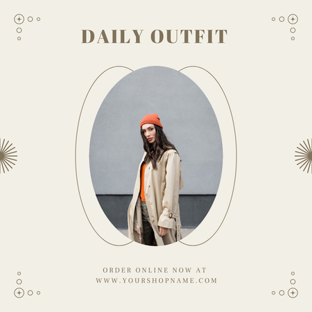 Daily Outfit Collection with Woman in Coat Instagram Design Template