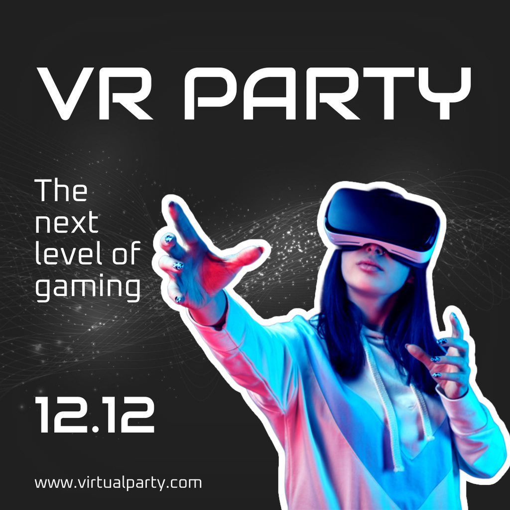 Designvorlage Virtual Reality Party And Next Level Of Gaming für Instagram