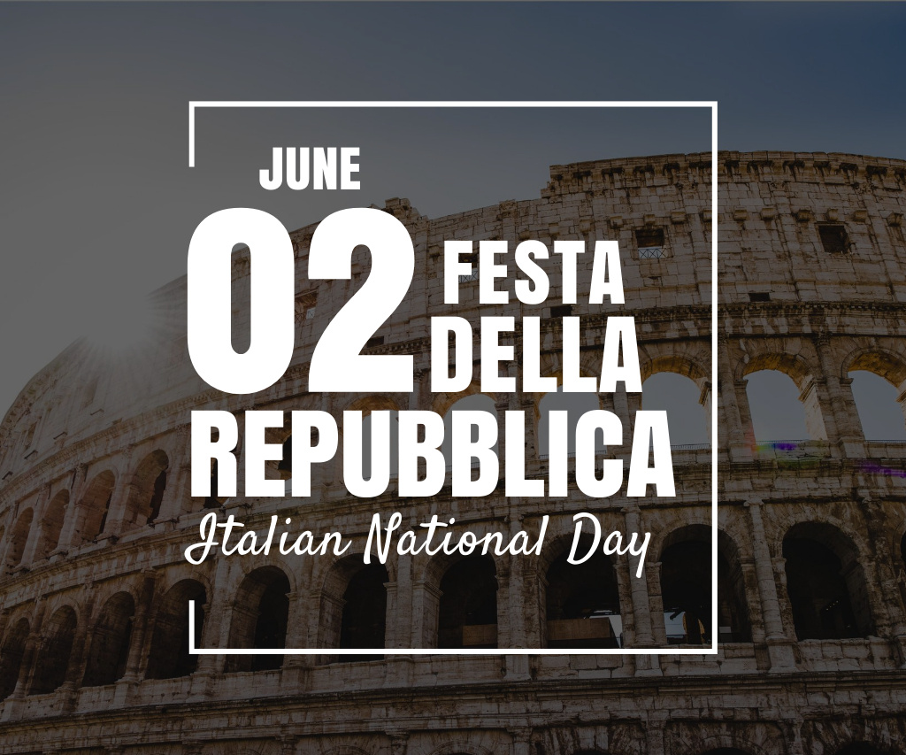 Designvorlage Italian National Day Invitation für Large Rectangle