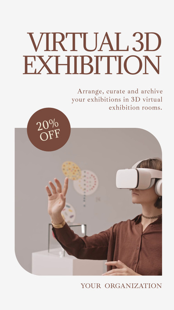 Virtual Exhibition Announcement with Young Man in Modern Headset TikTok Video Tasarım Şablonu