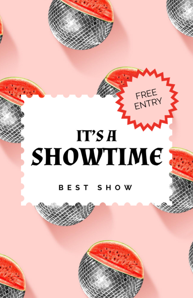 Showtime Announcement on Pink Flyer 5.5x8.5in Modelo de Design