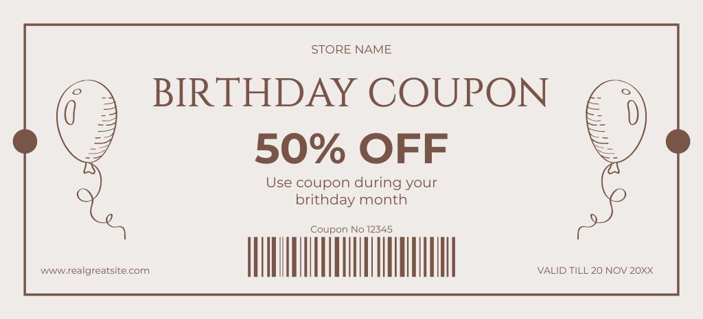 Birthday Voucher for a Month Coupon 3.75x8.25in – шаблон для дизайну