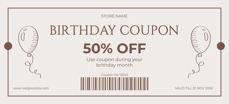 Birthday Voucher for a Month Coupon 3.75x8.25in Design Template