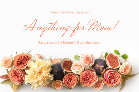 Beautiful Roses on Mother's Day Gift Certificate Design Template
