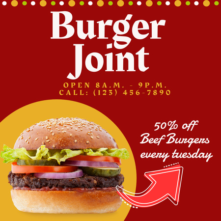 Ontwerpsjabloon van Instagram van Tasty Burger Offer