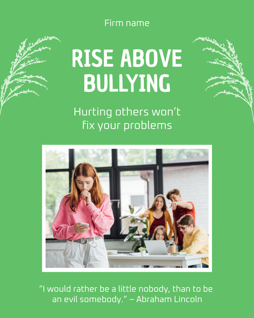 Motivational to Stand Against Bullying from Peers Poster 16x20in Design Template