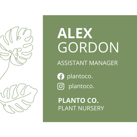 Plant Nursery Assistant Manager Card Square 65x65mm Design Template