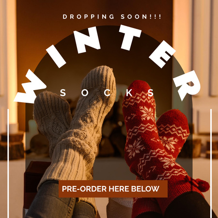 Announcement for Pre-Order Warm Winter Socks Instagram Design Template