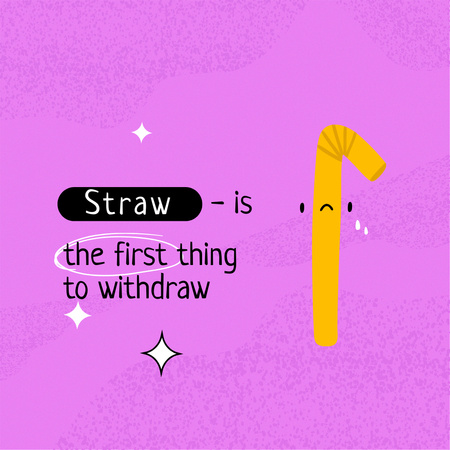 Eco Lifestyle Motivation with Plastic Drinking Straw Instagram tervezősablon
