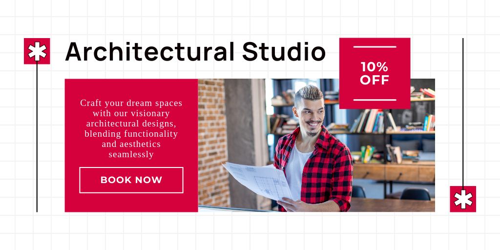 Template di design Architectural Studio Service With Discounts And Booking Twitter
