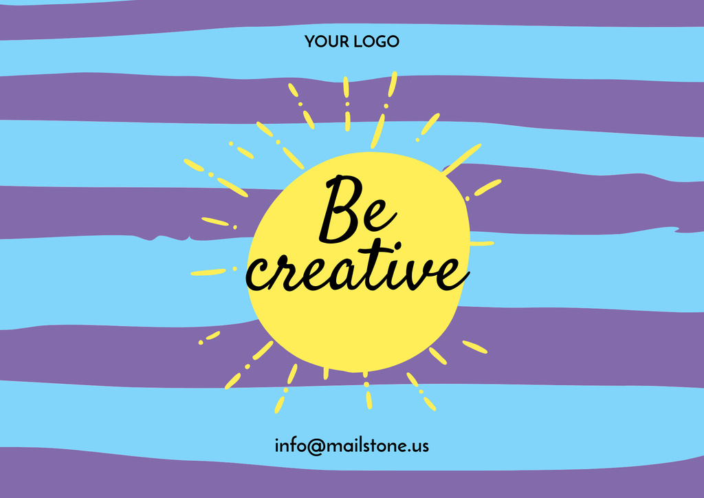 Be Creative Wisdom with Sun and Waves Illustration Poster B2 Horizontal Design Template
