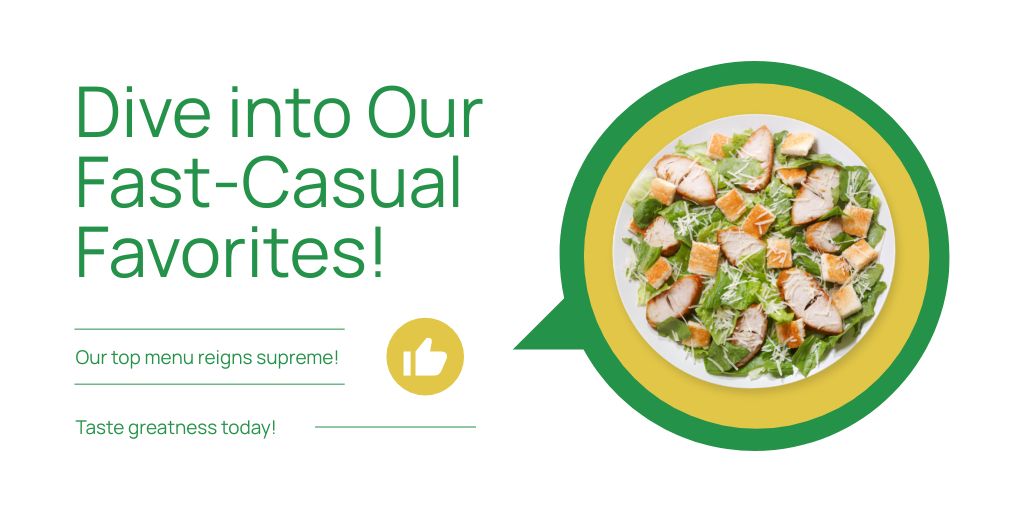 Modèle de visuel Fast Casual Restaurant Services with Healthy Salad on Plate - Twitter