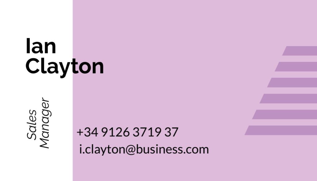 Plantilla de diseño de Sales Manager Contacts with Geometrical Frame in Purple Business Card US 