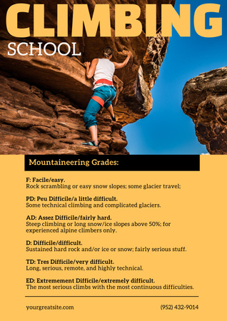 Climbing School Ad Poster Modelo de Design