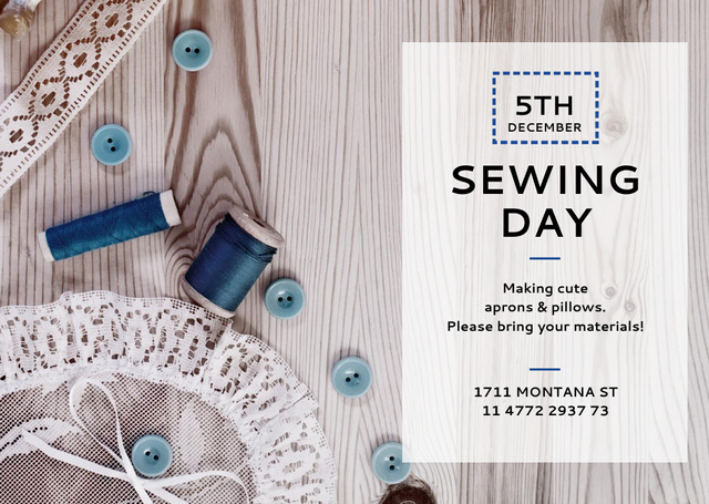 Modèle de visuel Crafty Sewing Day Event Announcement with Laces - Flyer A6 Horizontal