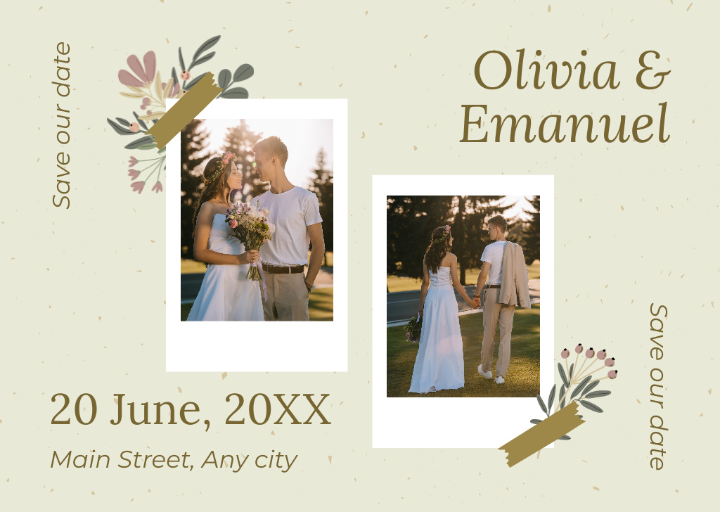 Elegant Wedding Invite with Cheerful Couple Card tervezősablon