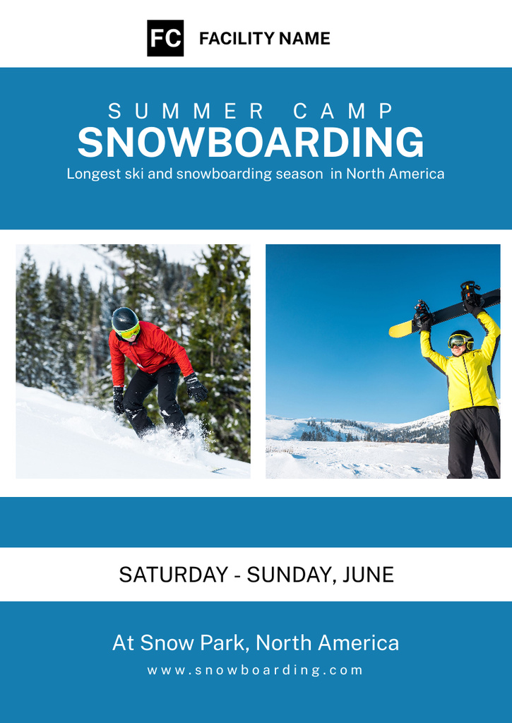 Designvorlage Snowboard Camp In Summer In Snow Park für Poster A3